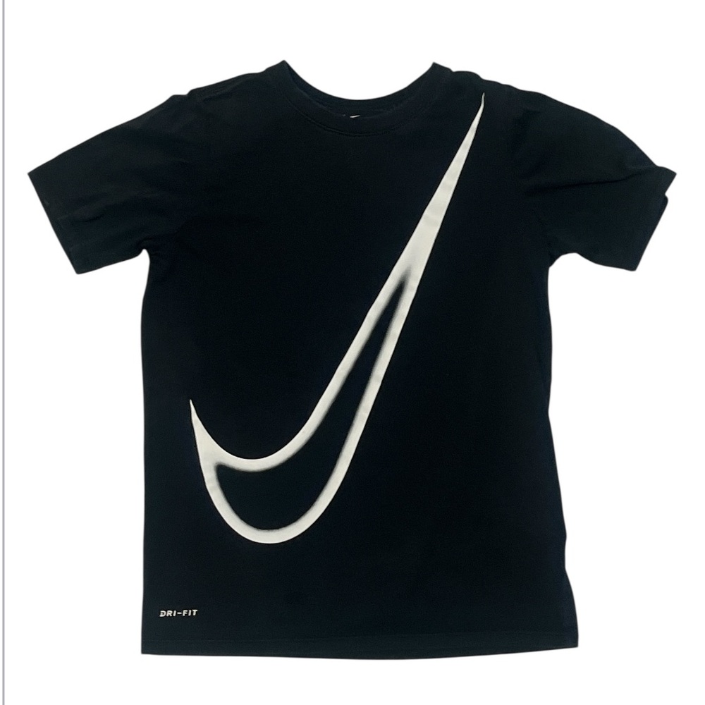Boys Nike Sz Medium Dri-Fit Tee Black White Athletic Shirt T-Shirt Kids Sports